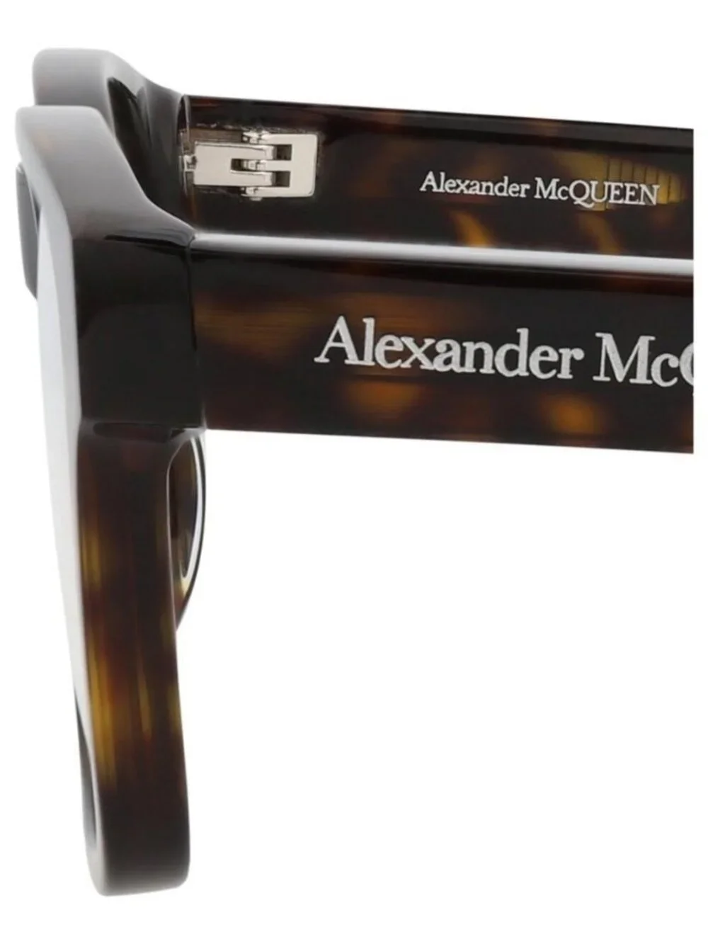 New Alexander McQueen Mens Square/Rectangle Havana Havana Transparent Fashion De